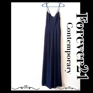 Forever21:Size:L/ Navy Blue Wideleg Jumpsuit